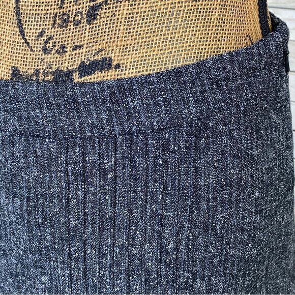 Halogen Speckled Tweed Pleated Skirt Black Gray 2 A Line Academia Knee Length - Picture 6 of 13